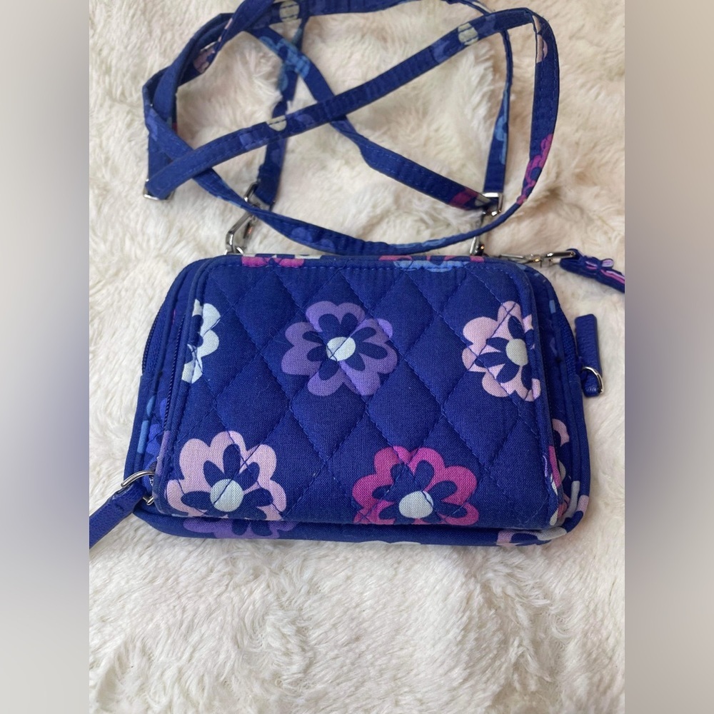 Floral Blue Quilted Crossbody Bag